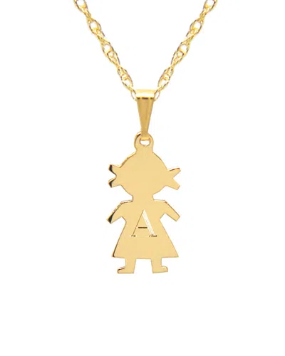Jane Basch 14k Petite Girl Initial Charm Necklace (a-z) In Silver