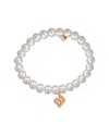 Jane Basch 14k Rose Gold Diamond & 6mm Pearl Initial Stretch Bracelet (a-z) In Multicolor