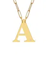Jane Basch Block Initial & Diamond 22k Gold Over Silver Paper Clip Necklace (a-z)