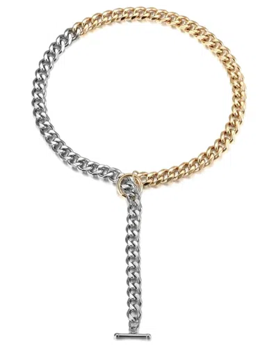 Jane Basch Cool Steel Plated Cuban Link Necklace In Gold