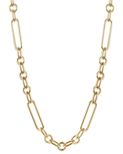 Jane Basch Cool Steel Plated Paperclip Chain Necklace In Gold