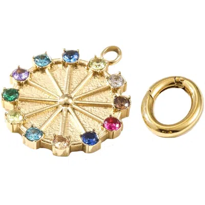 Jane Basch Designs Colorful Crystal Charm & Connector In Gold