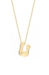 Jane Basch Designs Puffed Initial Pendant Necklace In Gold