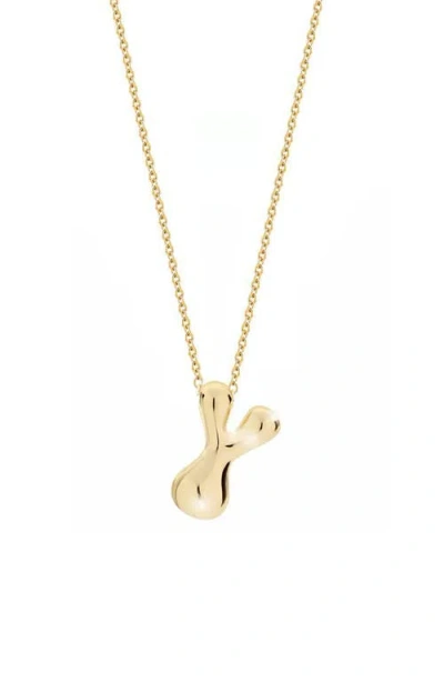 Jane Basch Designs Puffed Initial Pendant Necklace In Gold