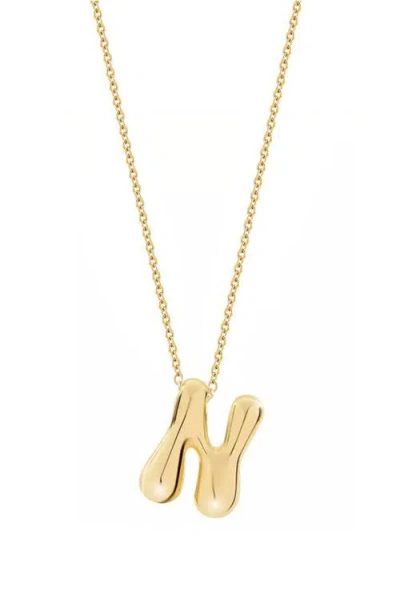 Jane Basch Designs Puffed Initial Pendant Necklace In Gold
