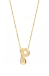 Jane Basch Designs Puffed Initial Pendant Necklace In Gold