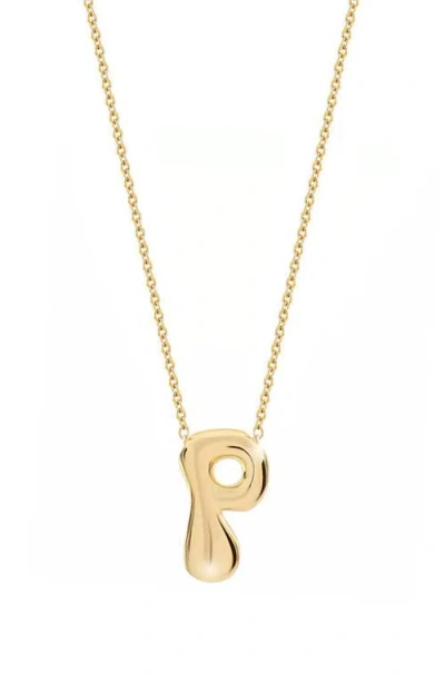 Jane Basch Designs Puffed Initial Pendant Necklace In Gold