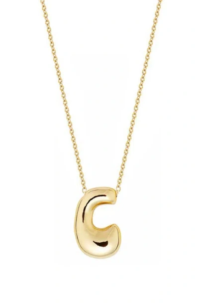 Jane Basch Designs Puffed Initial Pendant Necklace In Gold