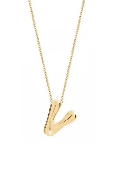 Jane Basch Designs Puffed Initial Pendant Necklace In Gold