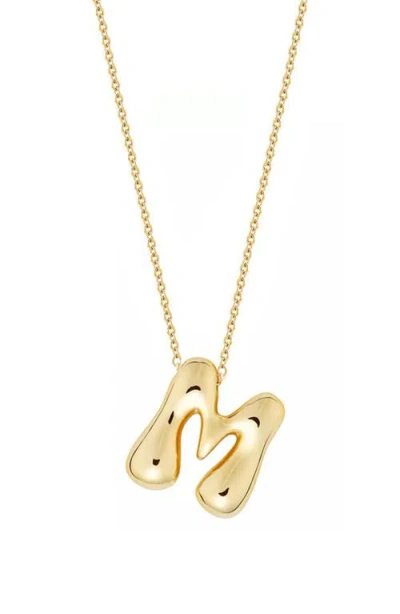 Jane Basch Designs Puffed Initial Pendant Necklace In Gold