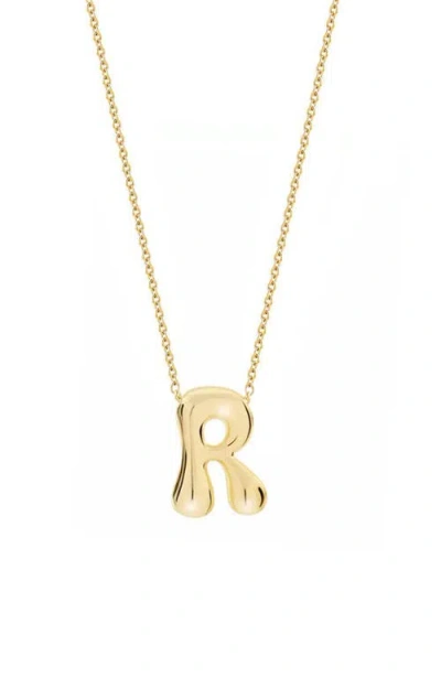 Jane Basch Designs Puffed Initial Pendant Necklace In Gold