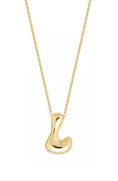 Jane Basch Designs Puffed Initial Pendant Necklace In Gold