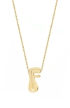 Jane Basch Designs Puffed Initial Pendant Necklace In Gold