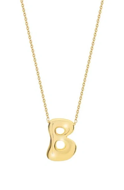 Jane Basch Designs Puffed Initial Pendant Necklace In Gold