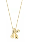 Jane Basch Designs Puffed Initial Pendant Necklace In Gold