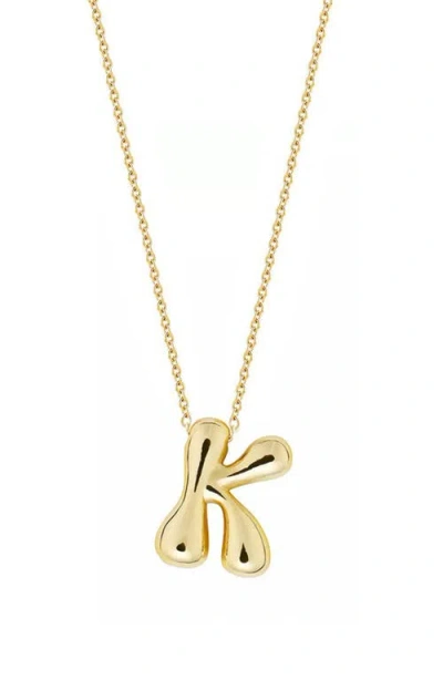 Jane Basch Designs Puffed Initial Pendant Necklace In Gold