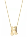 Jane Basch Designs Puffed Initial Pendant Necklace In Gold