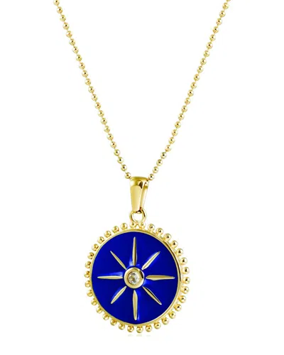 Jane Basch Plated Mandala Necklace In Blue