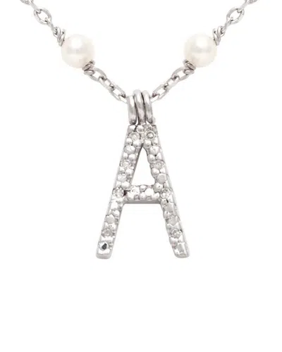 Jane Basch Silver Diamond Initial Necklace
