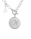 Jane Basch Silver 6-8mm Pearl A-z Initial Toggle Necklace (a-z)