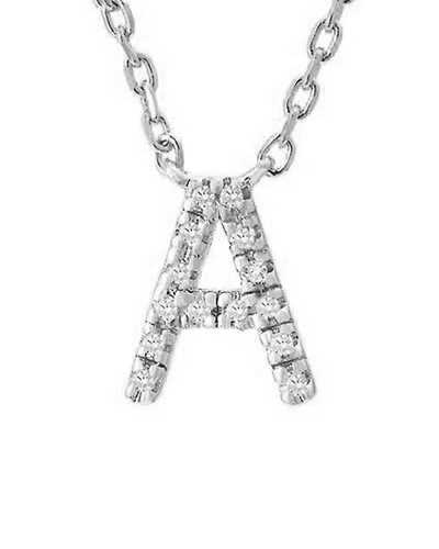 Jane Basch Silver Diamond Initial Necklace (a-z) In Metallic