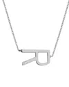Jane Basch Silver Diamond Sideways Initial Necklace (a-z) In Silver