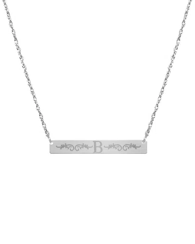 JANE BASCH JANE BASCH SILVER ENGRAVED INITIAL BAR NECKLACE