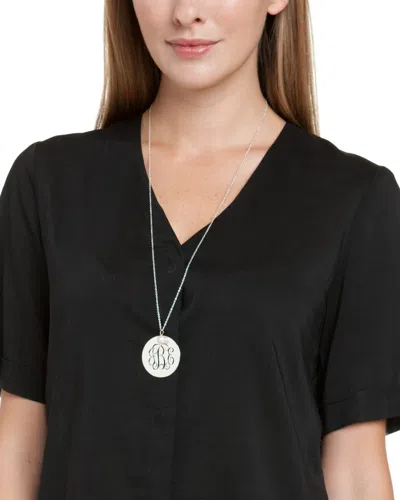 Jane Basch Silver Or Gold 8.5-9mm Pearl Monogram Disk Necklace In Transparent