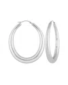 Jane Basch Silver Oval Hoops In Gray