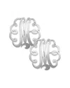 Jane Basch Silver Swirly Script Initial Studs (a-z) In Multicolor