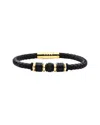 Jane Basch Steel Leather Bead Bracelet