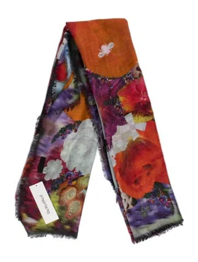 Pre-owned Jane Carr Floral Print Scarf In Purple