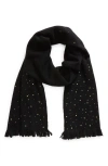 Jane Carr Krug Swarovski Crystal Cashmere Blend Scarf In Noir