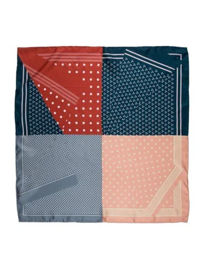 Pre-owned Jane Carr Silk Polka Dot Print Scarf In Blue
