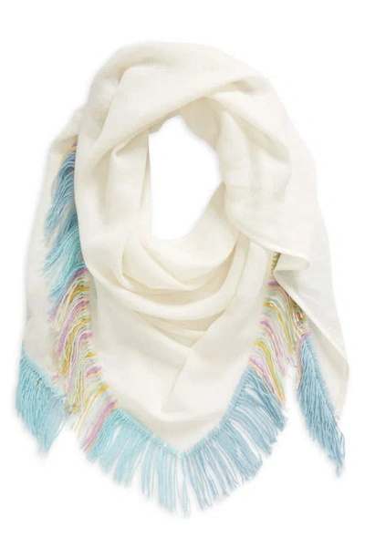 Jane Carr The Cabana Cashmere & Linen Triangle Scarf In White