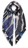 Jane Carr The Ikat Square Scarf In Vintage Indigo In Blue