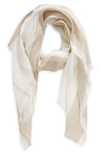 Jane Carr The Solitaire Metallic Long Scarf In Neutral