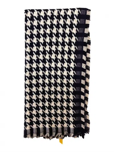 Jane Carr Women's Houndstooth Pattern Scarf In Mariner In Black
