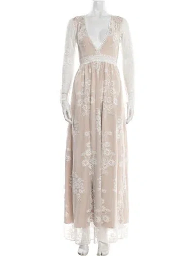 Pre-owned Jane Floral Print Long Dress W/ Tags In Neutrals