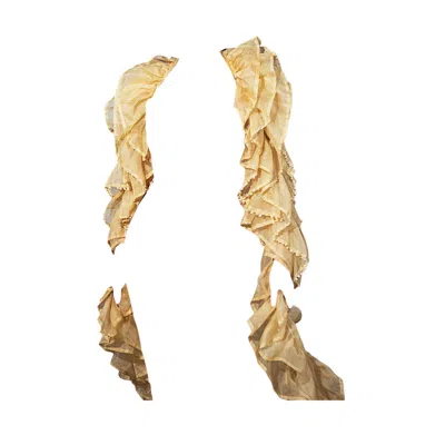 Jane Gala Women's Neutrals Nude Silk Organza Hand-beaded Ruffled Cape In Brown