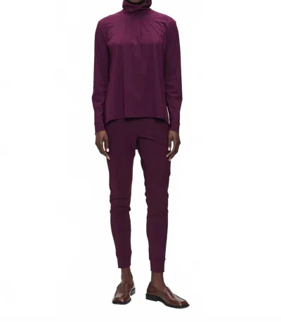 Jane Lushka Draped Stand-up Collar Blouse In Cherry In Red