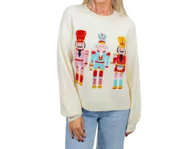 Jane Marie Whimsy Nutcracker Crewneck Sweater In Cream In Beige