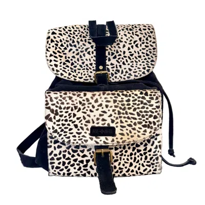 Jane Marie Women's Monroe Suede Backpack In Black And White In Multi