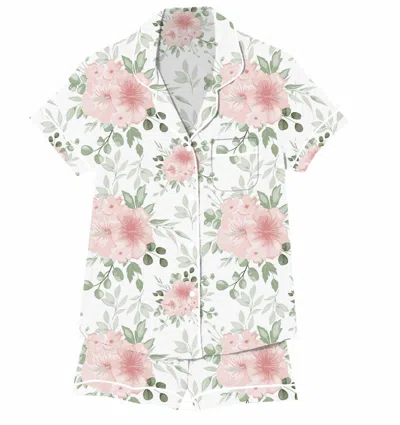 Jane Marie Women's Silky Satin Pajama Short Set In Hibiscus In Pink