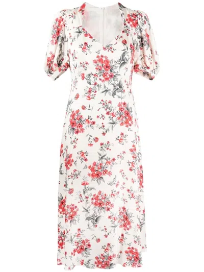 Jane Paradise Scatter-flower-print Midi Dress In White