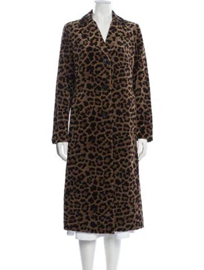 Pre-owned Jane Post Animal Print Coat In Brown