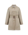 Jane Post Belted Safari Rain Jacket In Warm Grey