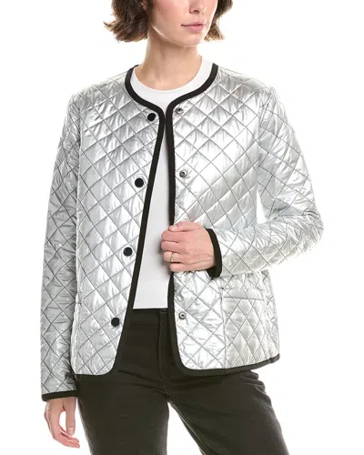 Jane Post Diamond Quilted Reversible Jacket In Silver