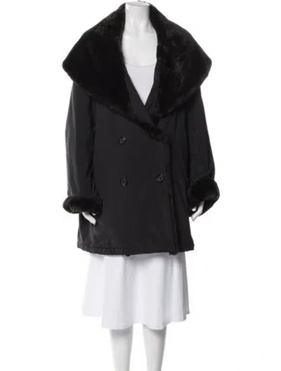 Pre-owned Jane Post Faux Fur Coat In Black
