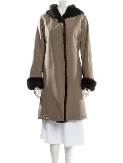 Pre-owned Jane Post Faux Fur Coat In Neutral